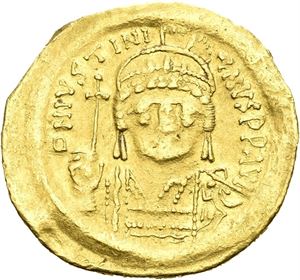 Justinian I 527-565, solidus, Constantinople (4,38 g). R: Engel stående