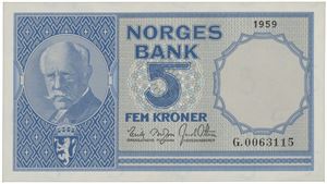 5 kroner 1959. G.0063115.