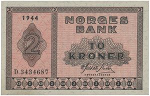 2 kroner 1944. D.3434687.