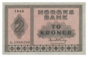 2 kroner 1949. G1986290