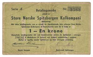 1 krone 1941/42. Serie Æ. Type II. Nr. 3582