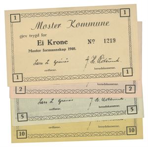 Moster Kommune, Lot 4 stk. 10-, 5-, 2- og 1 krone 1940