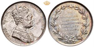 Kong Oscar II og dronning Sophies kroning 1873. Kullrich. Sølv. 39 mm