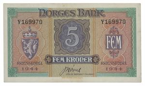 5 kroner 1944. Y169970