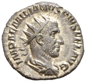 AEMILIAN 253 e.Kr., antoninian, Roma. R: Roma stående mot venstre.