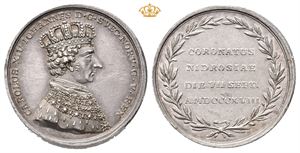 Carl XIV Johan. Kroningsmedaljen 1818. Miniatyr. Lundgren. Sølv. 20 mm