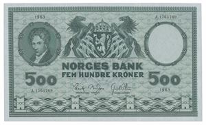 500 kroner 1963. A1764769