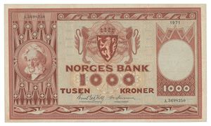 1000 kroner 1971. A.3698250