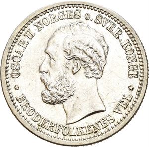 OSCAR II 1872-1905, KONGSBERG, 1 krone 1887