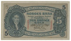 5 kroner 1943. V8205541