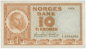 10 kroner 1954 C 6394493.