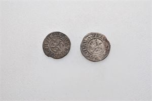 Norge, Frederik III, lot 2 stk. 1 skilling 1655 og 1662. S.84 og 70