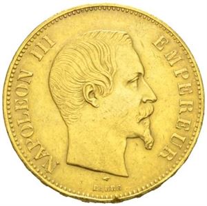 Napoleon III, 100 francs 1857 A. Liten kantskade/minor edge nick.