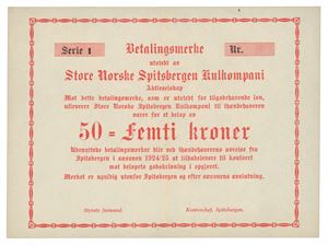 50 kroner 1924/25. Serie J. Prøvetrykk