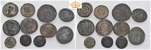 Lot of 11 late Roman bronze coins, mostly from the house of Constantine