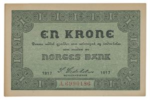 1 krone 1917. A6990186. Mørk i kantene/dark on the edges