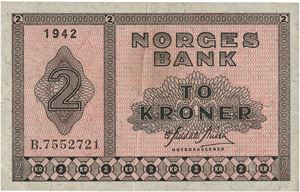 2 kroner 1942. B7552721