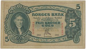 5 kroner 1916. E.6912872.