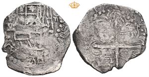 Philip III, 1598-1621. 4 reales cob. Potosi. År og guardein ikke synlig. 10,63 g