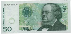 50 kr 1996. 0000000000. Perforert "SPECIMEN". RRR