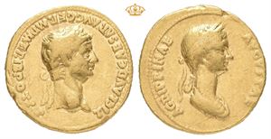 Claudius, with Agrippina Junior, AD 41-54. AV aureus (19 mm; 7,19 g)