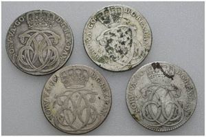 Lot 4 stk. 24 skilling 1735, 1736, 1737 og 1739