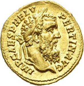 Pertinax 193 e.Kr., aureus, Roma (7,31 g). R: Providentia stående mot venstre
