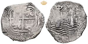 Philip IV, 1621-1656. 8 reales cob 1653 E. Potosi. Dobbelt datering. 25,11 g