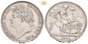 George IV, crown 1821. SECUNDO. Små kantskader/minor edge nicks