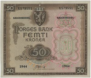 50 kroner 1944. X579551.