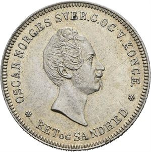 OSCAR I 1844-1859. 1/2 speciedaler 1850. Flekker på revers/spots on reverse