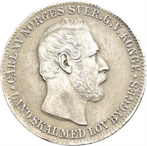 CARL XV 1859-1872 24 skilling 1865. Ripe på advers/scratch on obverse