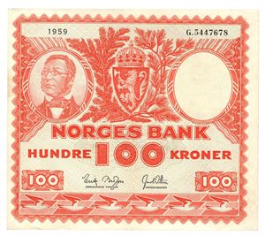 100 kroner 1959. G5447678.