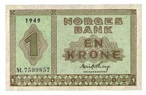 1 krone 1949. M7599857