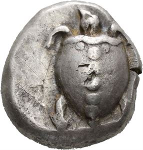 Aigina, 480-456 f.Kr., stater (12,29 g). Skilpadde/Inkus. Små riper på advers/minor scratches on obverse