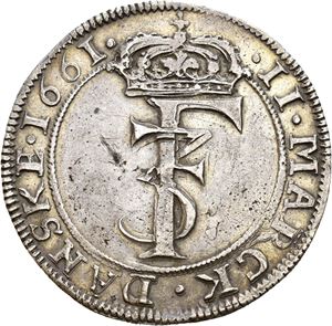 Frederik III 1648-1670. 2 mark 1661. Riper/scratches. S.35