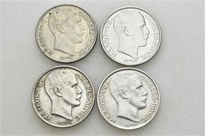 Lot 4 stk. 1 kroner 1914, 1915, 1916 og 1917