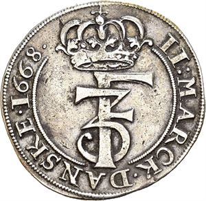 FREDERIK III 1648-1670, CHRISTIANIA, 2 mark 1668. S.59