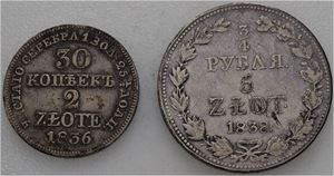 2 zloty 1836 & 5 zloty 1838