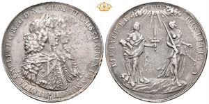 Christian V. Kongeparet 1672. I.L. 52 mm. 48,2 g. Avstøpning i tinn