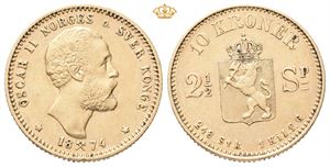 10 kroner/2 1/2 species 1874