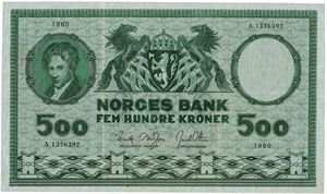 500 kroner 1960. A1326392