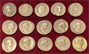 # 21: Lot of 15 tetradrachms of Vespasian from Antioch.