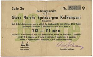 10 øre 1953/54. Serie Gg. Nr. 2347.