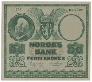 50 kroner 1955. B5429600