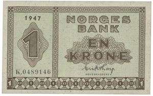 1 krone 1947. K.0489146.