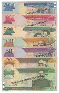 2000-, 1000-, 500-, 100-, 50-, 20- og 10 pesos . Specimen