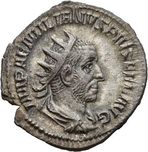 Aemilian 253 e.Kr., antoninian, Roma. R: Apollo stående mot venstre