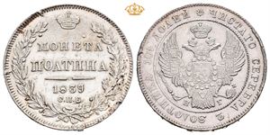 Nikolai I, poltina 1839. St. Petersburg. Renset/cleaned