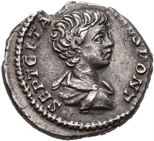 Rom, Caracalla & Geta 198-217, AR denarius, Roma 199-200 e.Kr. (2,72 g).
